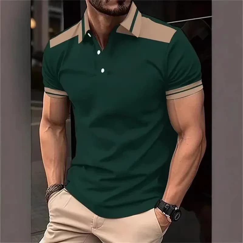 Polo a Righe Semplice per Uomo, Moda Estiva, Polo a Maniche Corte con Stampa 3D, T-shirt Streetwear Cool