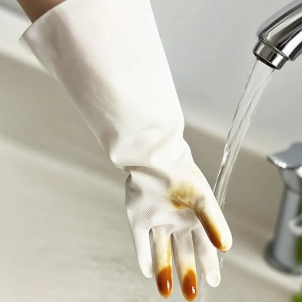 Guanti per la pulizia della cucina allungabili impermeabili Guanti per la casa in lattice resistenti all'usura Guanti per lavare i piatti addensati per la casa