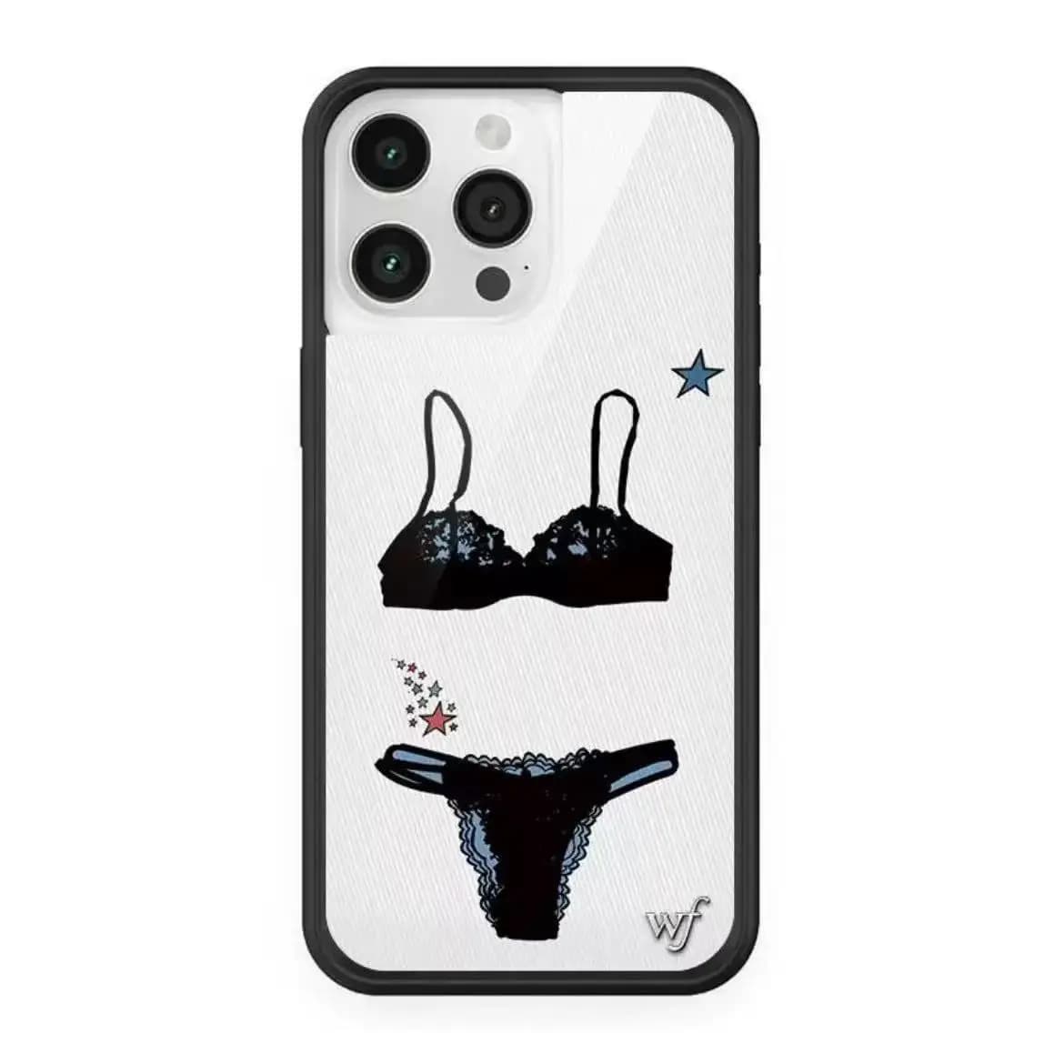 Wildflower INS Gabbriette Nero Del Merletto Amante del reggiseno Cassa Del Telefono Per iPhone 15 14 12 13 17 16Pro Max Plus Fashion pop Bikini wf copertura