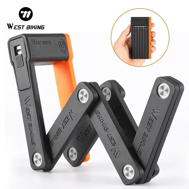 WEST BIKING Lucchetto per bicicletta pieghevole Lucchetto per ciclismo antifurto di sicurezza con 3 chiavi Lucchetto pieghevole per bici da strada MTB portatile E-Bike