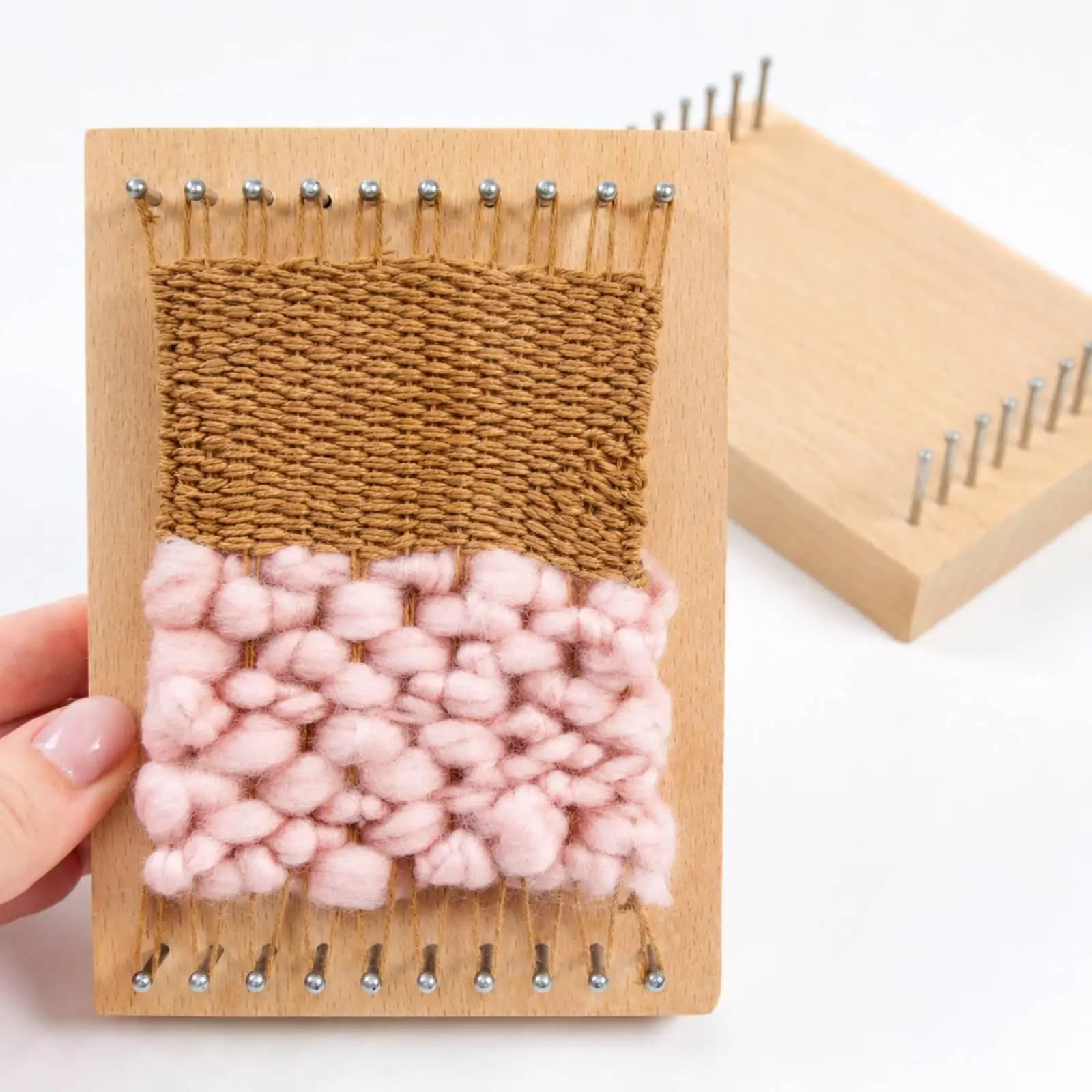 Standing Weaving Board Beech Wood Tabletop Loom Kit for DIY Tapestry Handmade Craft with Embroidery Frame Stand