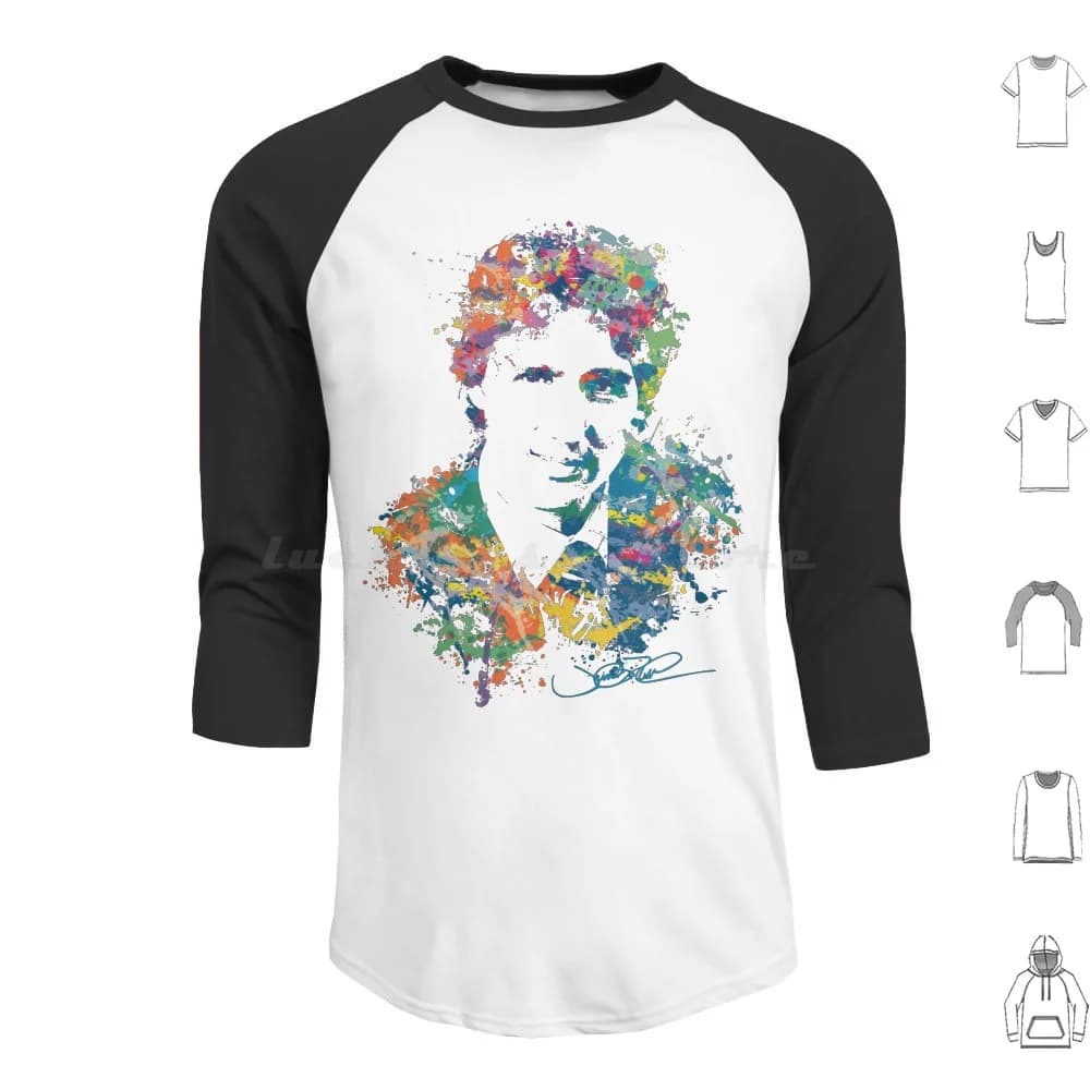 Justin Trudeau Paint Splatter Art Felpa con cappuccio in cotone a maniche lunghe Politico Pop Art Cultura popolare Justin Trudeau Prime Ministro
