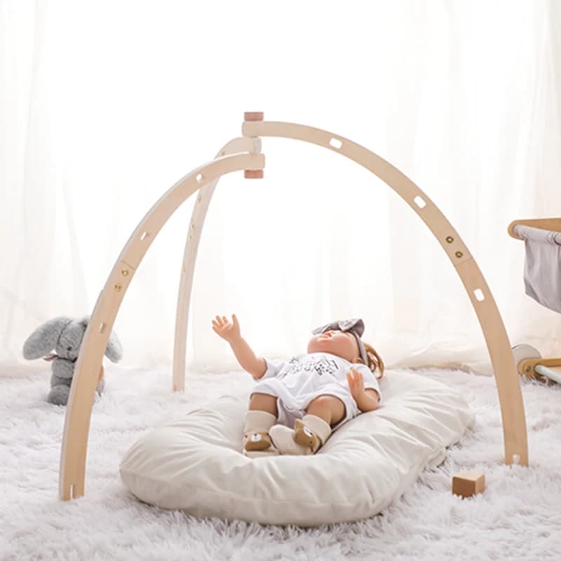 1set telaio da palestra per bambini in legno naturale con ciondolo a stella forma curva triangolare pieghevole attività palestra giocattoli doccia regali decorazione della stanza