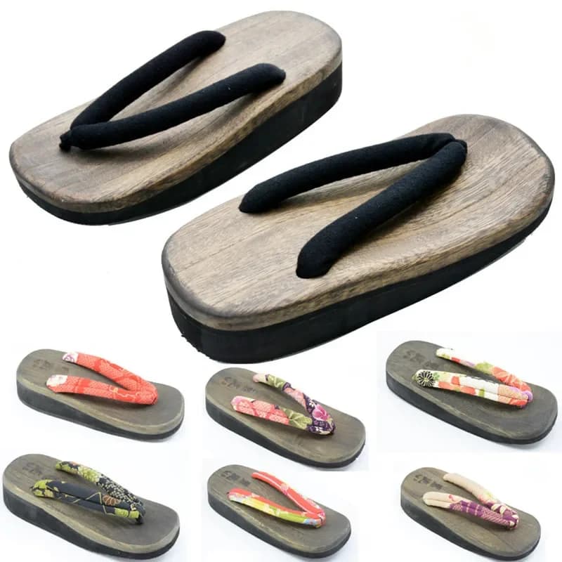 Scarpe da Cosplay da Donna con Tacco Medio, Geta Giapponese Classica, Infradito, Ciabatte da Spiaggia, Sandali Estivi in Legno