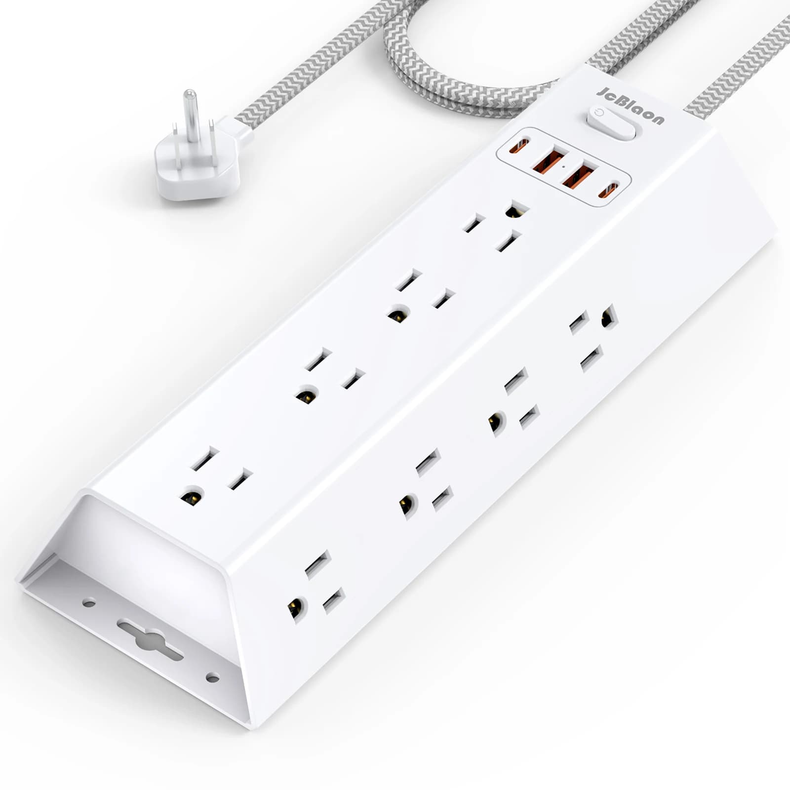 Overvoltage protection for multiple outlet 16 in 1 with American socket 12 AC 4 USB sockets (2 type C) House office wall charging station with switch