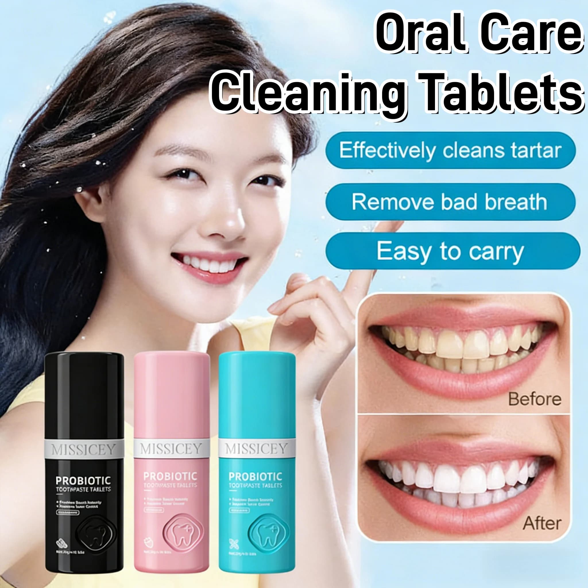 Oral Cleaning Tablets, Protect Tooth Disposal, Oral Hygiene, Remove Yellow Macchies, Long-Term Tablets, Extended Freshness, Portals
