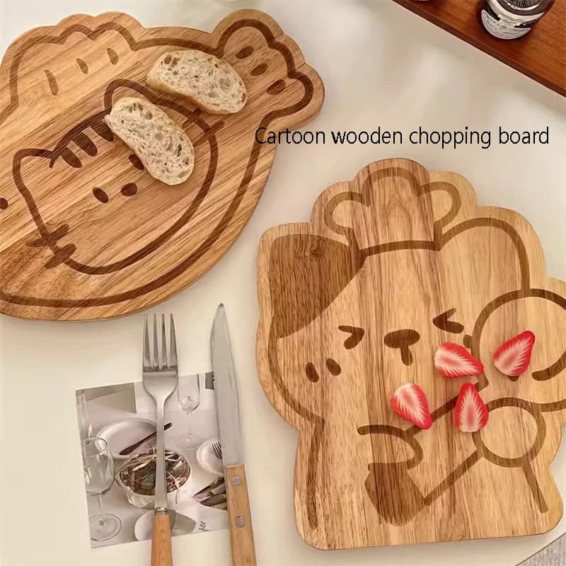 1 Pezzo Tagliere in Legno a Forma di Cartone Animato Kawaii, Piatto per Colazione a Forma di Cinnamon Roll per Bambini, Stoviglie da Esterno
