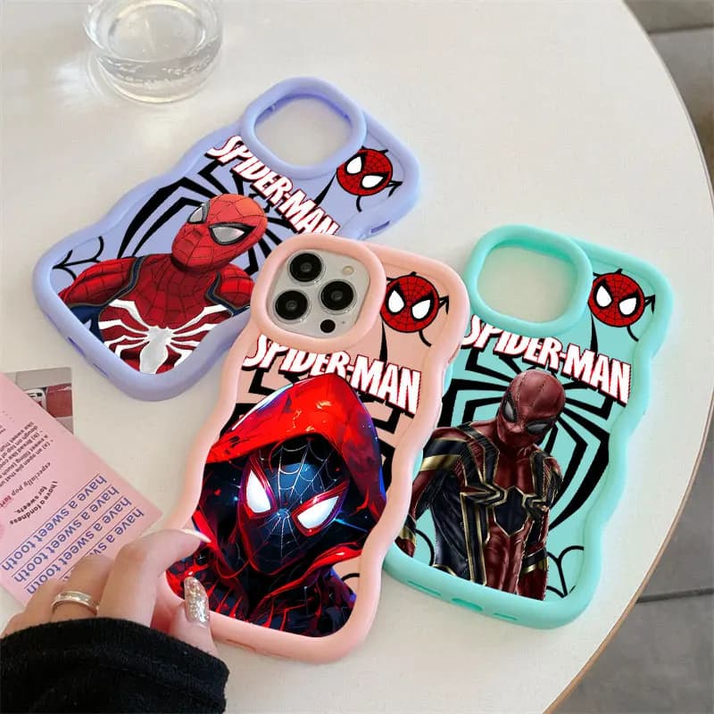 Cover per iPhone Spiderman Marvel Spider Man per iPhone 17E 11 12 13 14 15 16 17 Pro Max 16e Air 13 Plus, Custodia Posteriore Colore Caramella