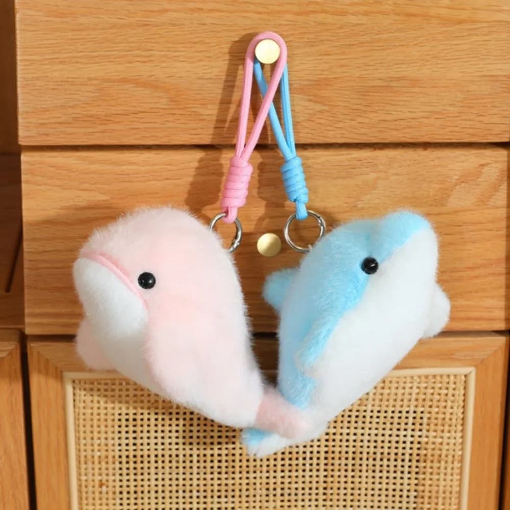 Portachiavi con Peluche a Forma di Delfino Animale Marino, Ciondolo Morbido per Zaino, Portachiavi Divertente con Peluche, Ciondolo per Borsa