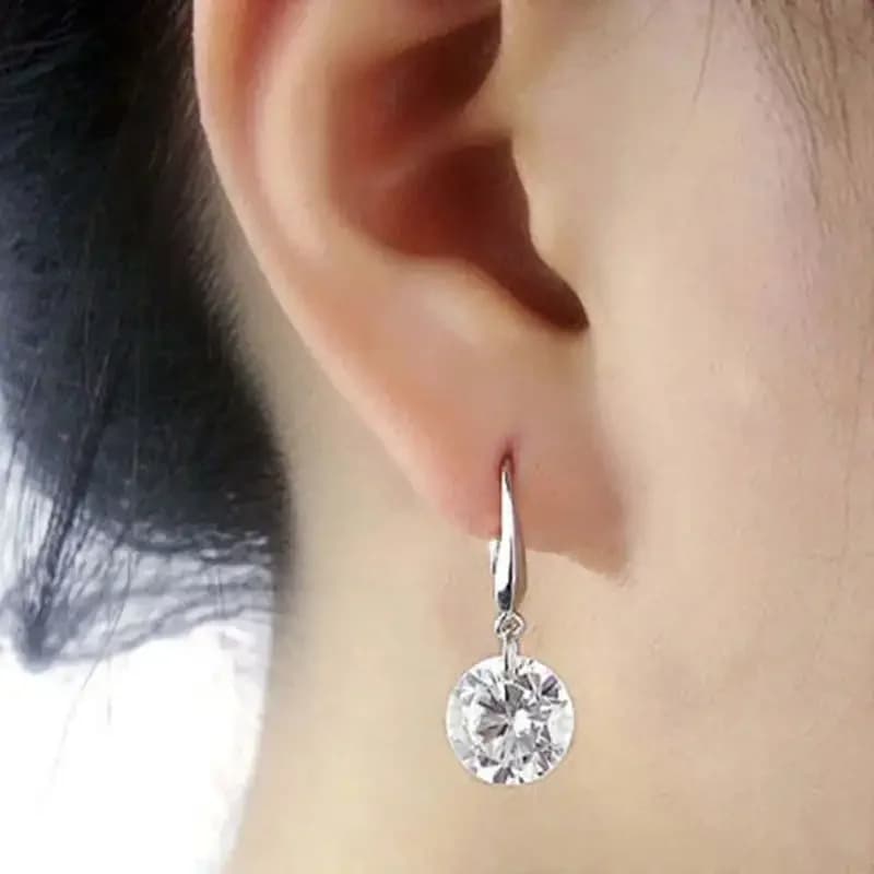 Gioielli da donna con orecchini a bottone in cristallo con strass in cristallo placcato argento moda