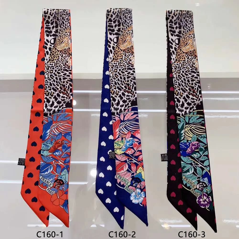 Silk Scarf with Heart of Parrot Brand Leopard Women's Design Summer Scarf for Women's Hair Accessories Scarf Hair and Bag Scarf Hair Band