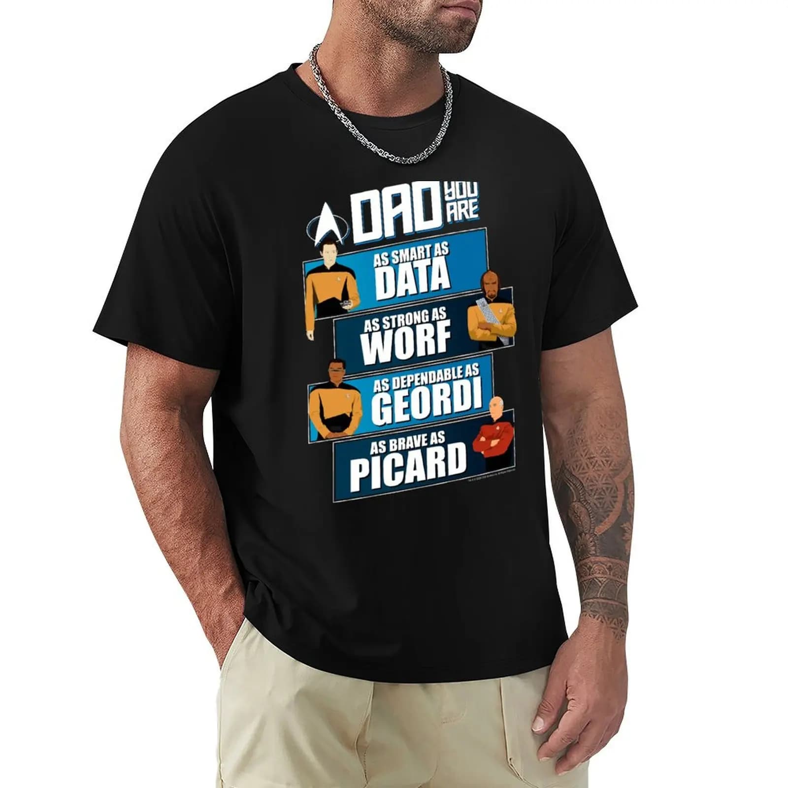 Star Trek: The Next Generation Father's Day Dad Qualities T-Shirt Comfortable Workout Short Sleeve Shirt