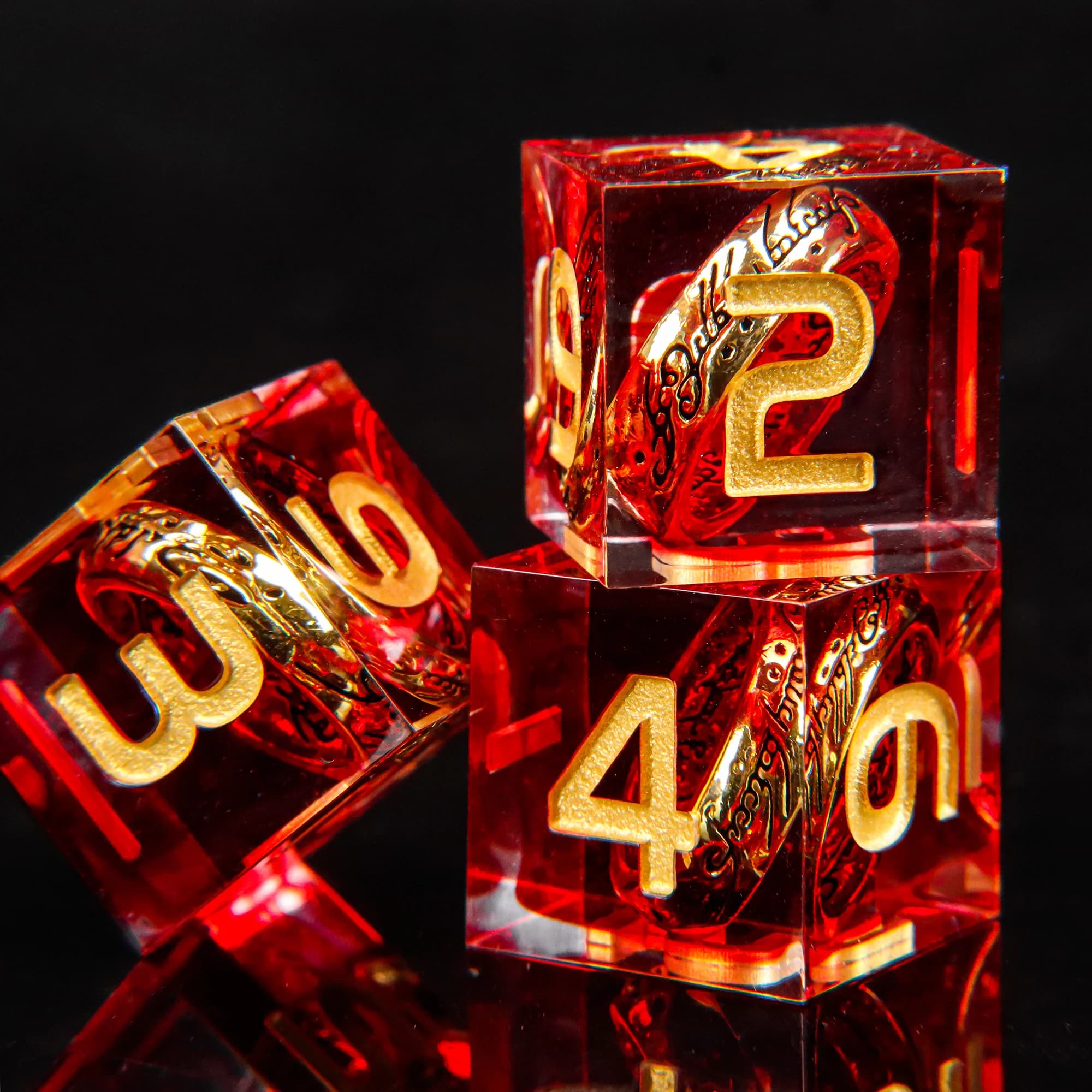 Set di dadi Magic Lord of The Rings Dadi in resina rossa con bordo affilato D6 D&D Dice Giochi di ruolo RPG, dadi D20 per Dungeons and Dragons