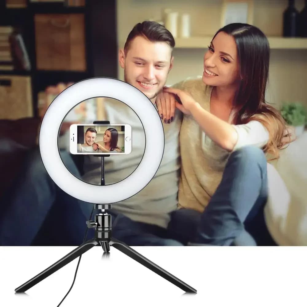 2024 Selfie Luminous ring with flexible support for mobile phone Lazy bracket LED desk lamp for Youtube Live Stream Kitchen support for office