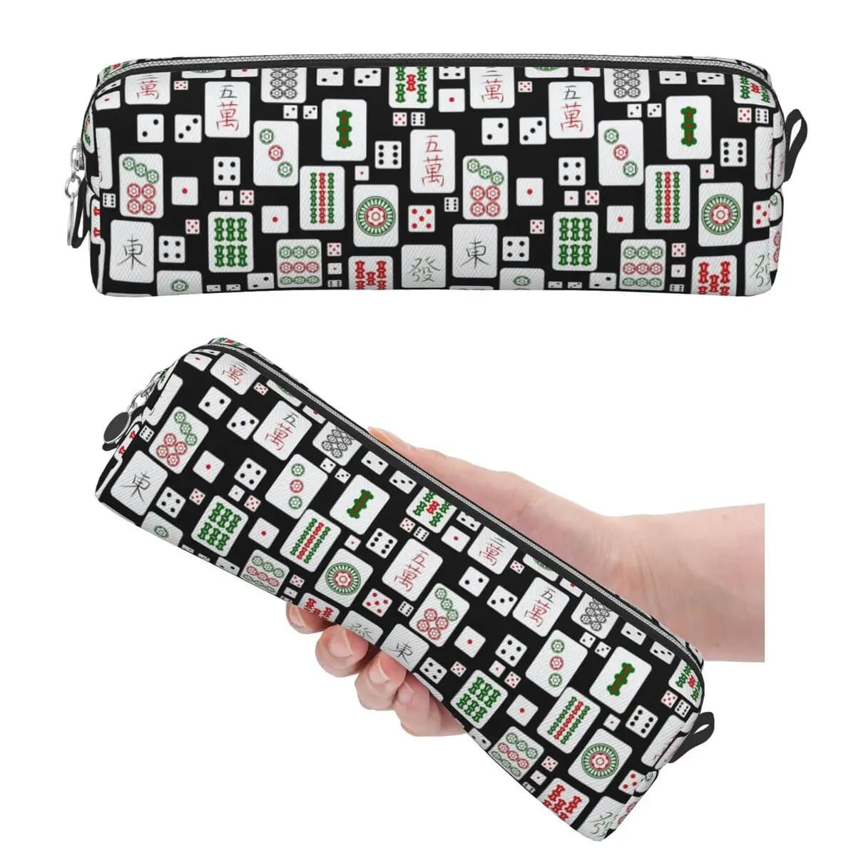 Mahjong Tiles Game Dice Pencil Cases for Student School Pen Box Pencil Bag Big Capacity Pencil Pouch Pen Holder