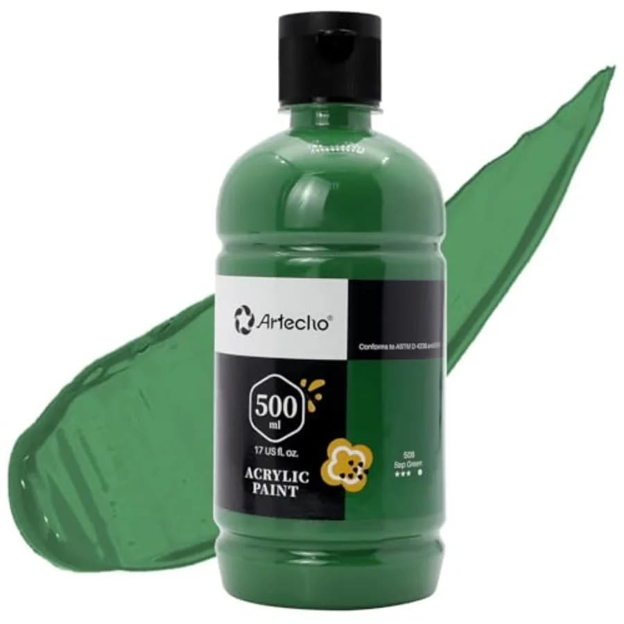 Acrylic Paint 500ml/ 17oz Large Bottle Semi Glossy Finish, High Pigment Rich Color Craft Paint for Canvas, Rocks, Wood, Fabric,