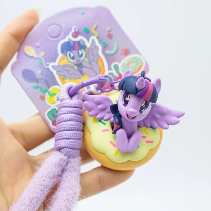 Portachiavi con Ciondolo Modello Anime in Stile Miniatura Carino Serie My Little Pony Donut: Fluttershy, Rarity, Twilight Sparkle
