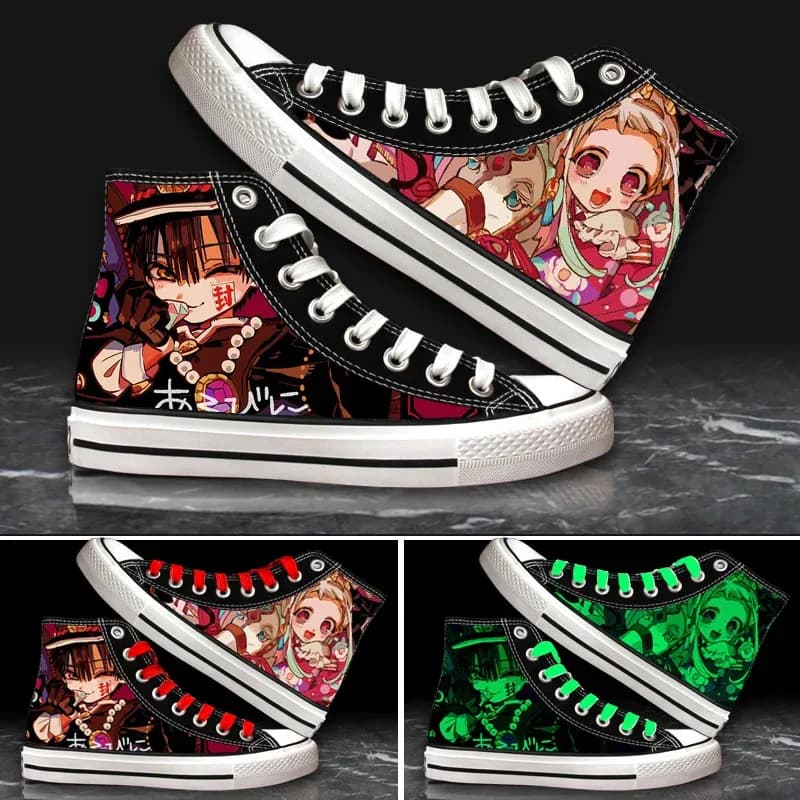 Anime Toilet-Bound Hanako-kun 3D Night Lights Canvas Sneakers Yahiro Nene Cosplay Student Gymnastics Shoes High Sports Shoes