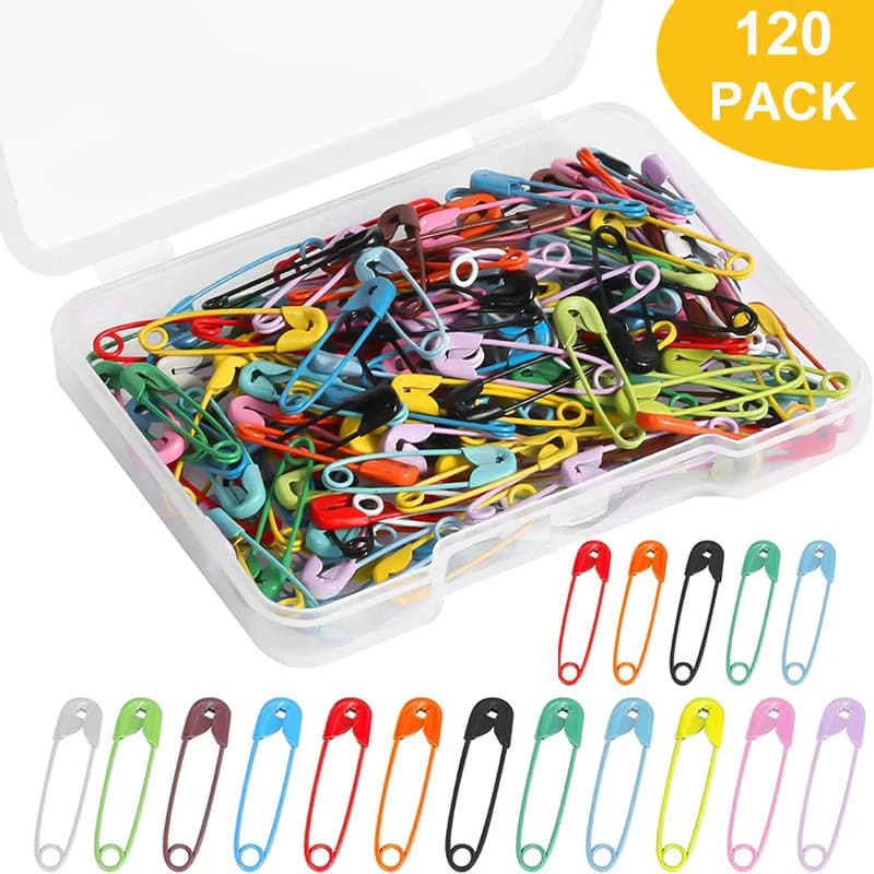 Spille da balia da 120 pezzi, mini spille da balia da 19 mm per vestiti Spilla da balia in metallo per abbigliamento cucito artigianato creazione di gioielli (colorato)