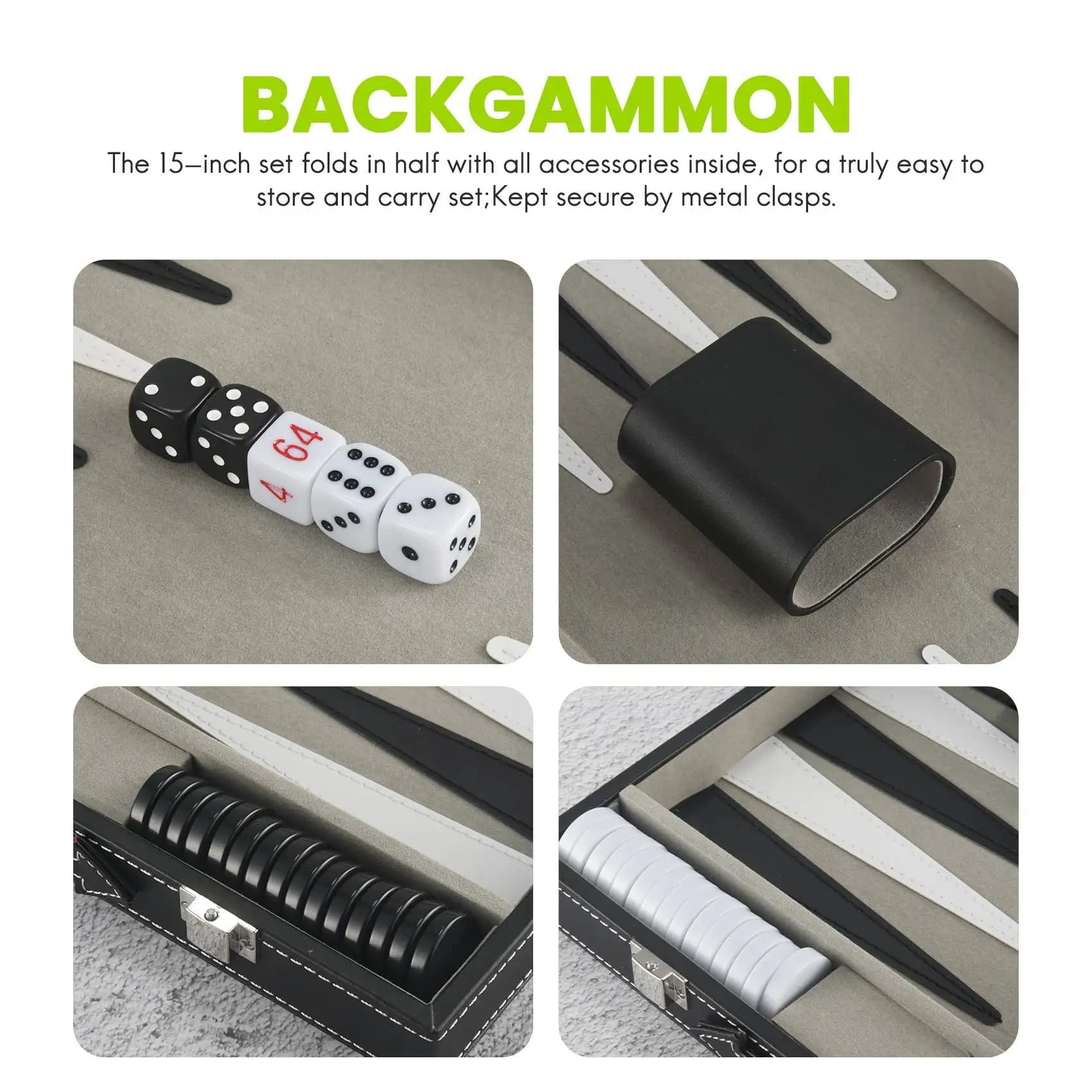 Miglior set di backgammon - Set di backgammon classico da 14,75 pollici per adulti, gioco da tavolo, set di backgammon antico, set di gioco per famiglie