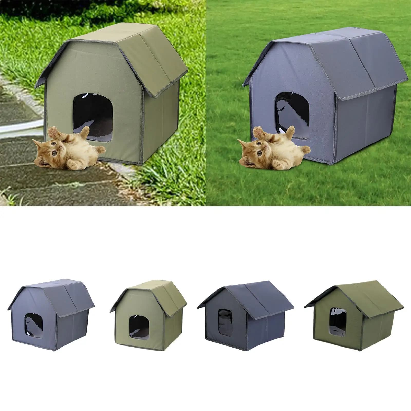 Letto per animali domestici isolato con riparo rimovibile impermeabile per casa per gatti per uso invernale in portico per garage domestico per animali