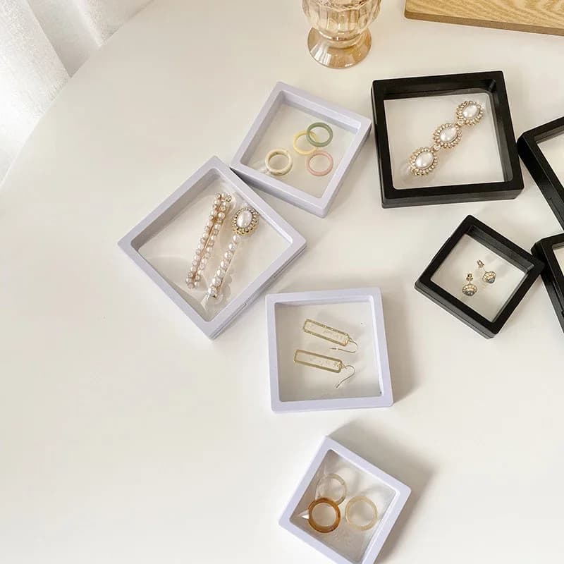 10/5PCS Set Jewelry Box 3D Floating Bracelet Display Necklace Case Stands Holder Suspension Storage Pendant Ring Coin Pin