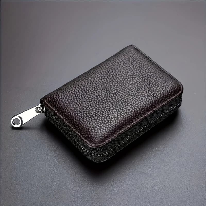 Slim RFID Blocking Wallet, Unisex Zipper Card Holder with 12+ Card Slots, Minimalist Travel Wallet for Cash and Cards