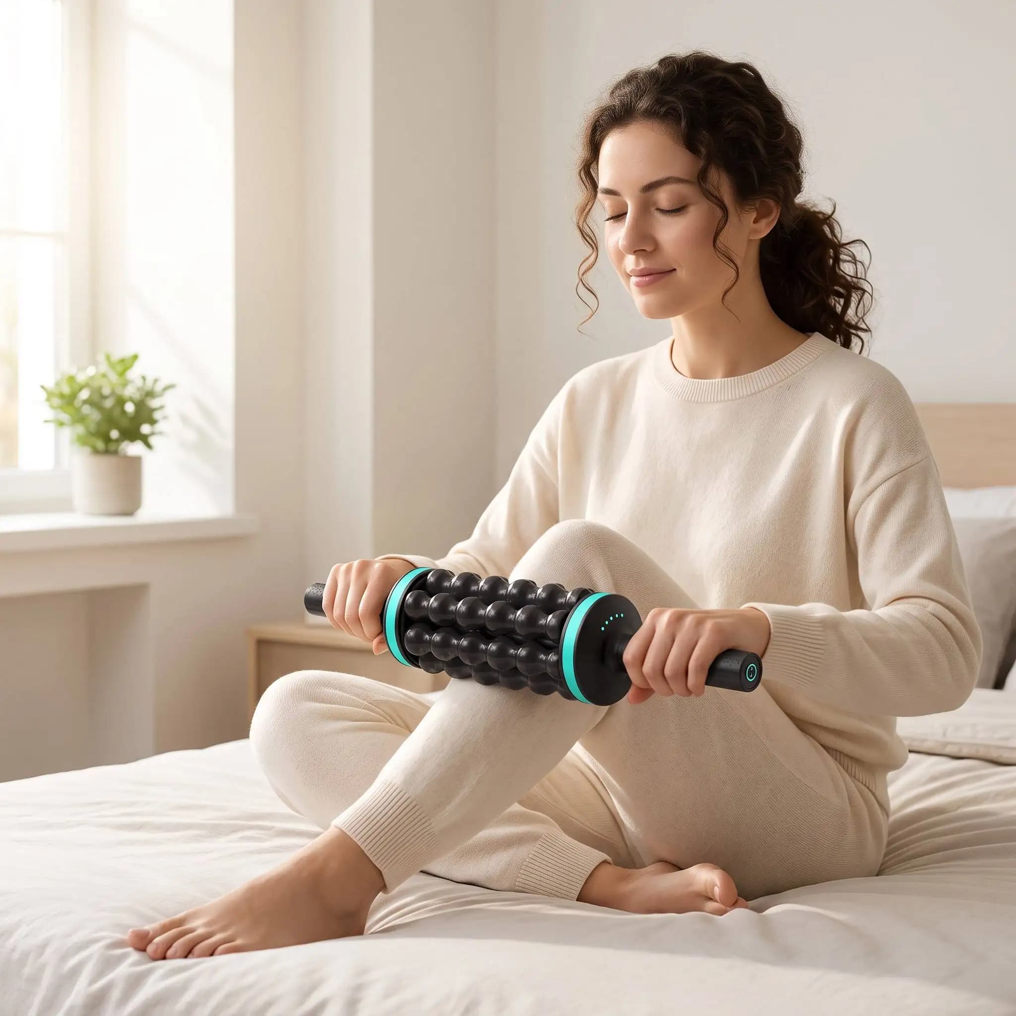 Electric Vibrating Foam Roller, Deep Tissue Massager, Rechargeable Multi-Speed, Muscle Recovery, Body Massage Tool