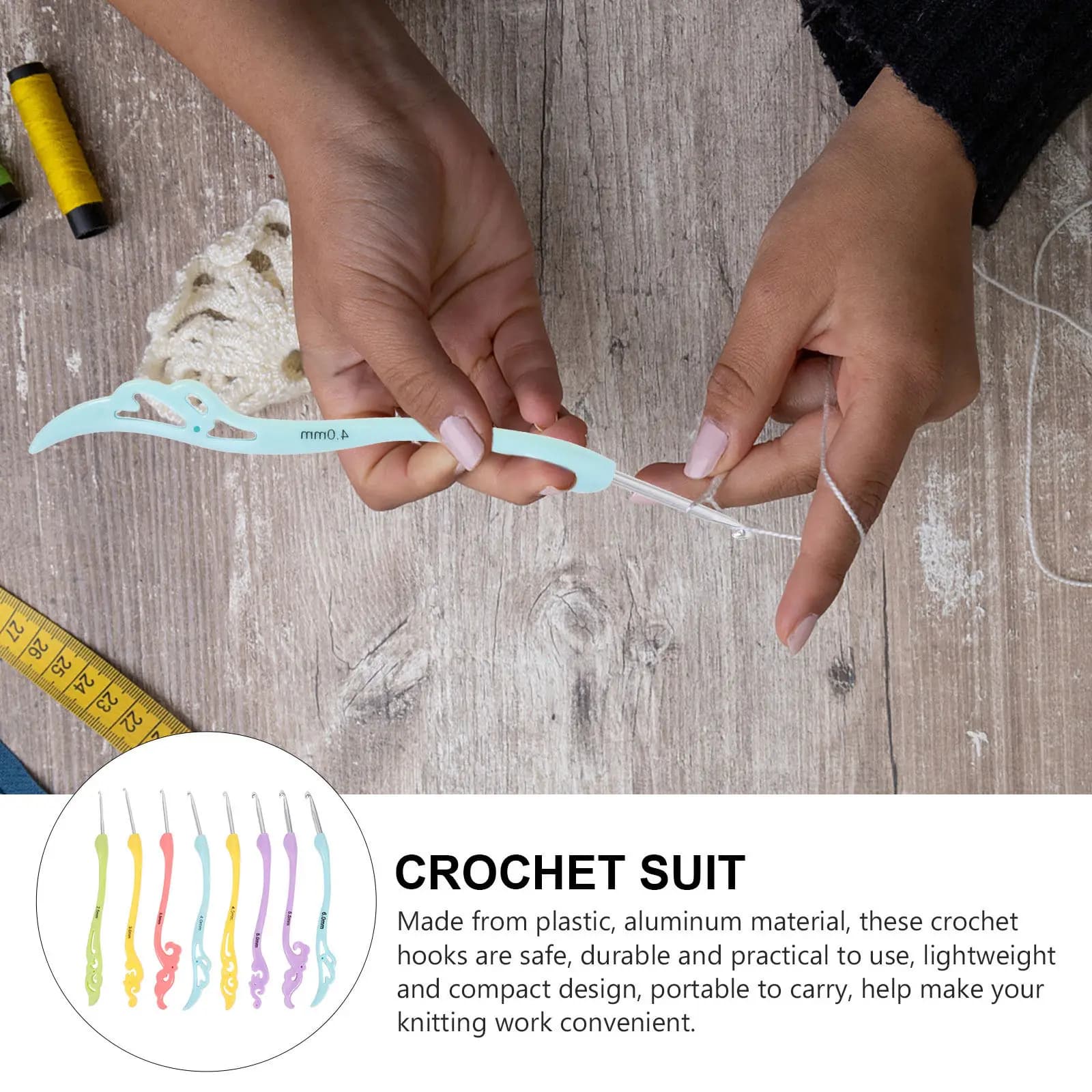 Set di 8 uncinetti in alluminio con impugnatura morbida e design ergonomico, strumenti fai da te per maglioni, cappelli, guanti e lavori artigianali