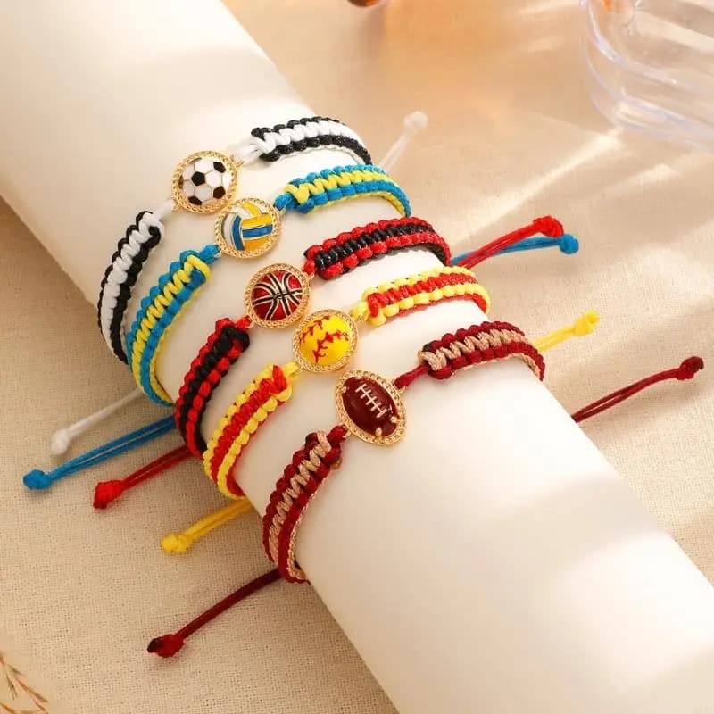 91AF Bracciale sportivo con palla realizzato a mano con motivi calcio, pallavolo, calcio, per e destinatari regali