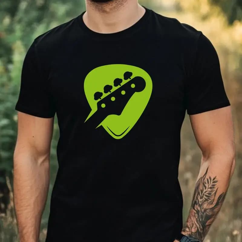 Mens Guitar Gift Pick Motif Cotton T-Shirt Size XS to 5XL-