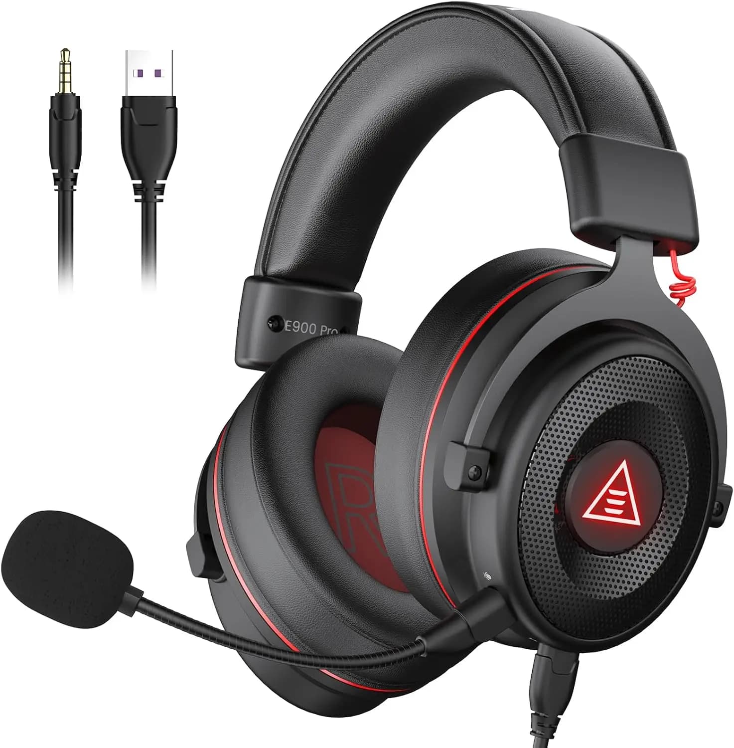 USB Gaming Headphones with Removable Microphone with Noise Cancellation, Audio Surround 7.1 for PC, PS4/PS5, Xbox One, Laptop