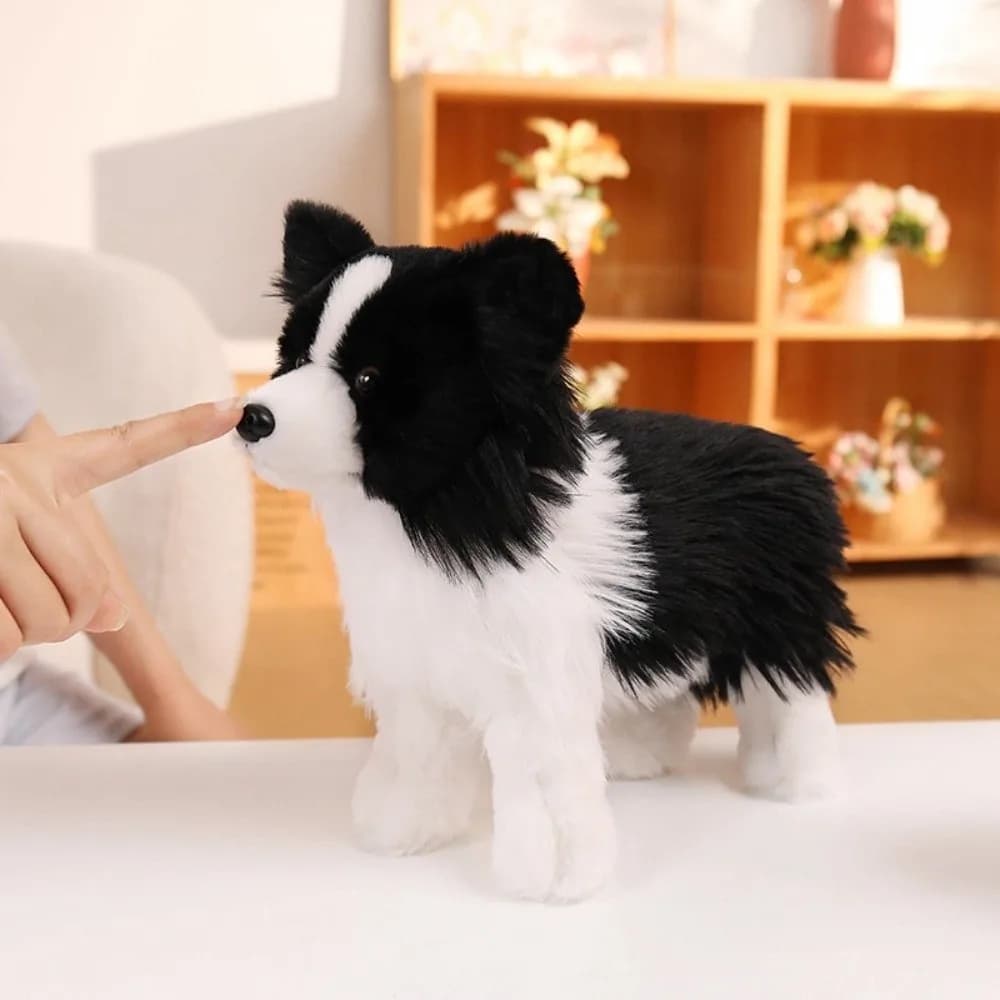 Simulated Dog Animal Standing Posture Fluffy Border Collie Creative Skin-friendly Kid's Comforting Companion Room Ornaments