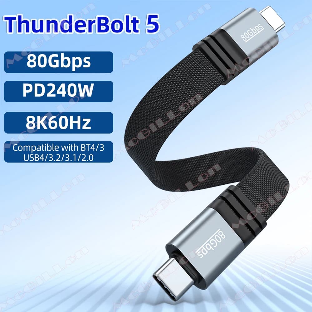 Cavo di ricarica rapida PD240W Cavo video da tipo C a tipo C Thunderbolt 5 Cavo dati 8k a 60 Hz 80 Gbps adatto per iPhone 17 Samsung