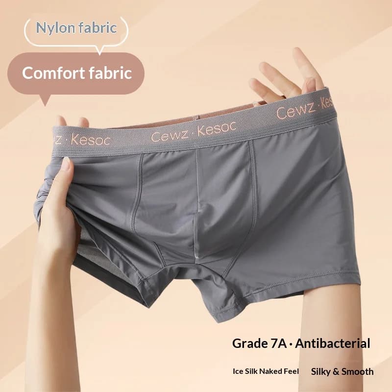 New Arrival Men's Plus Size Underwear Nylon Ice Silk Antibacterial Men's Boxer Briefs Cooling Underwear Trendy Men's Boxer Short