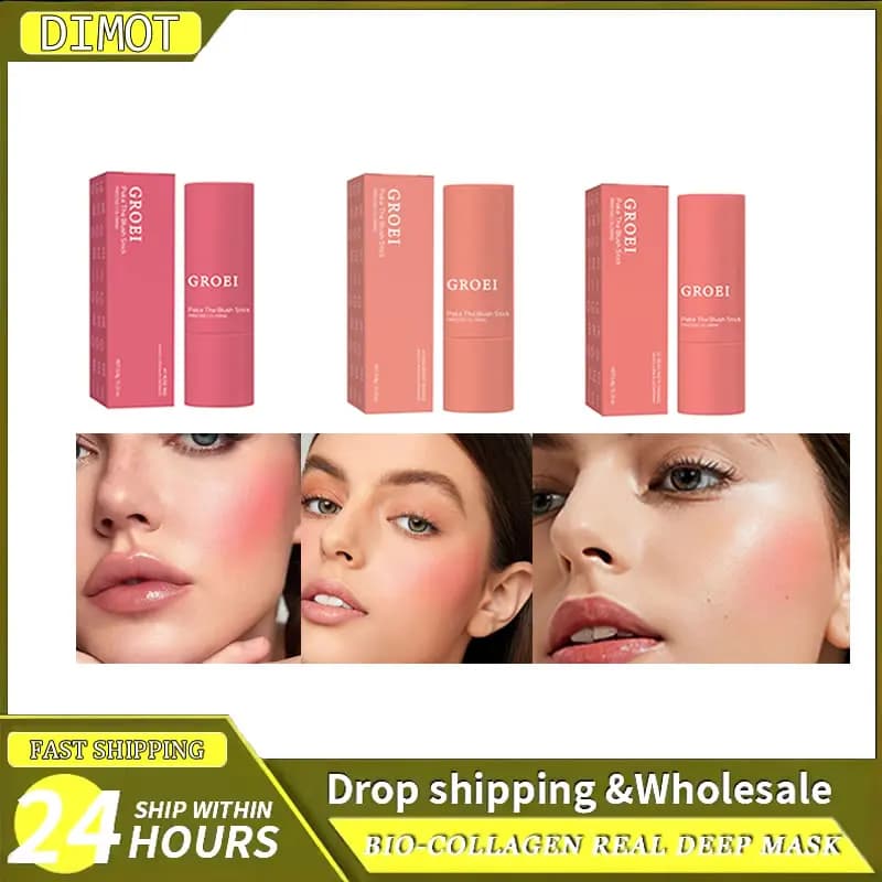 fard in polvere monocromatico labbra e guance duraturo opaco naturale rouge fard in polvere stick luce natur Doppio doppio uso Face Contor
