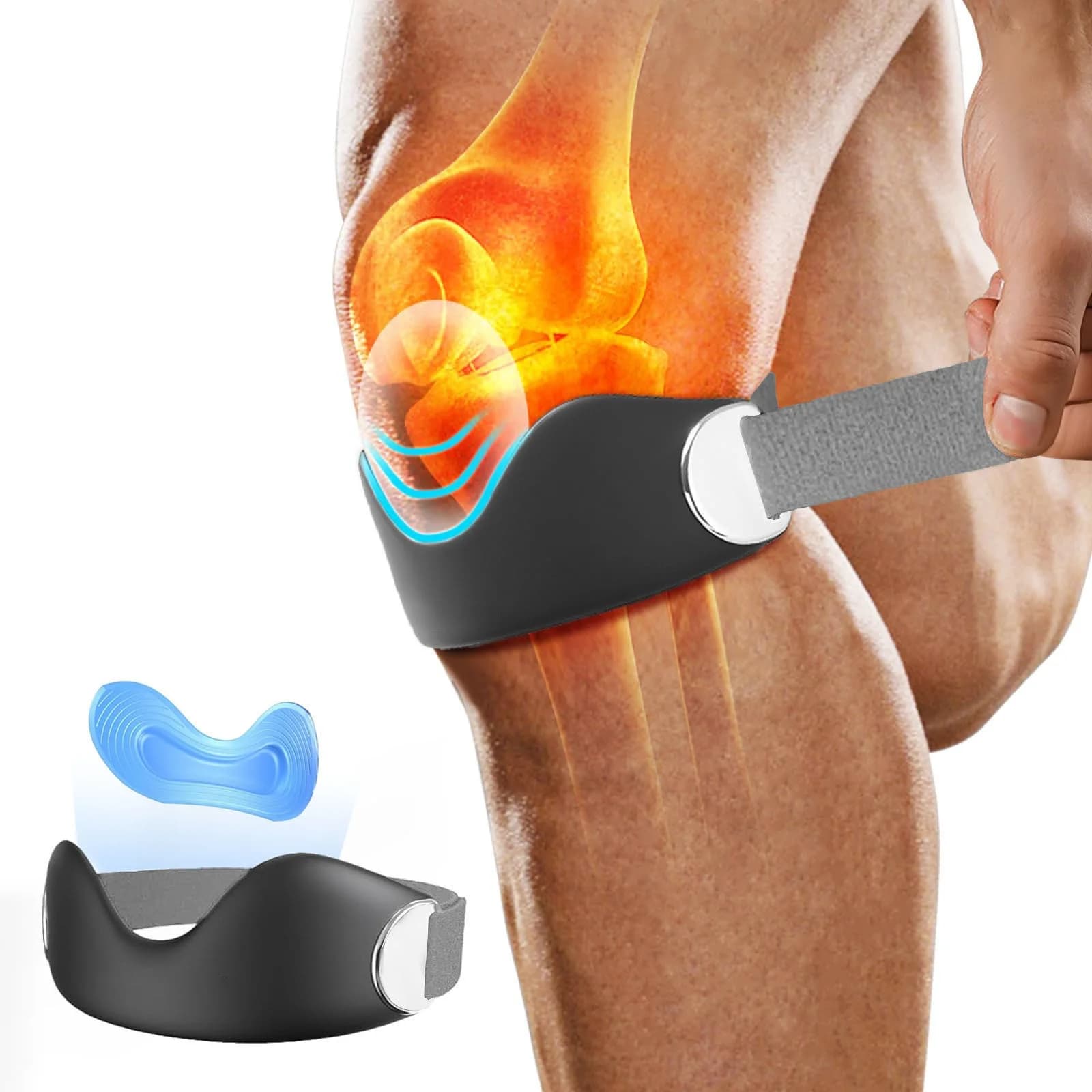 1 Pezzo di Supporto per Ginocchio con Manicotto in Silicone per Stabilizzare il Tendine, Fascia Regolabile Antiscivolo per Stabilizzazione del Tendine Rotulare
