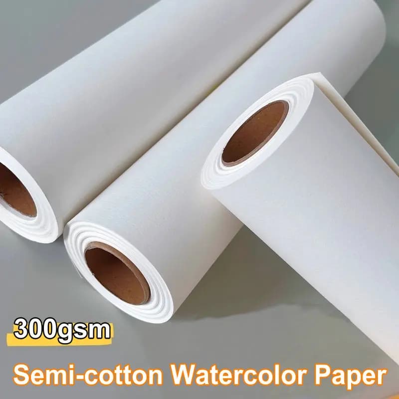 Semi Cotton Watercolor Paper 300g Matte Texture Art Paper Long Scroll Watercolour Paper Professional Artist Paper For Drawing