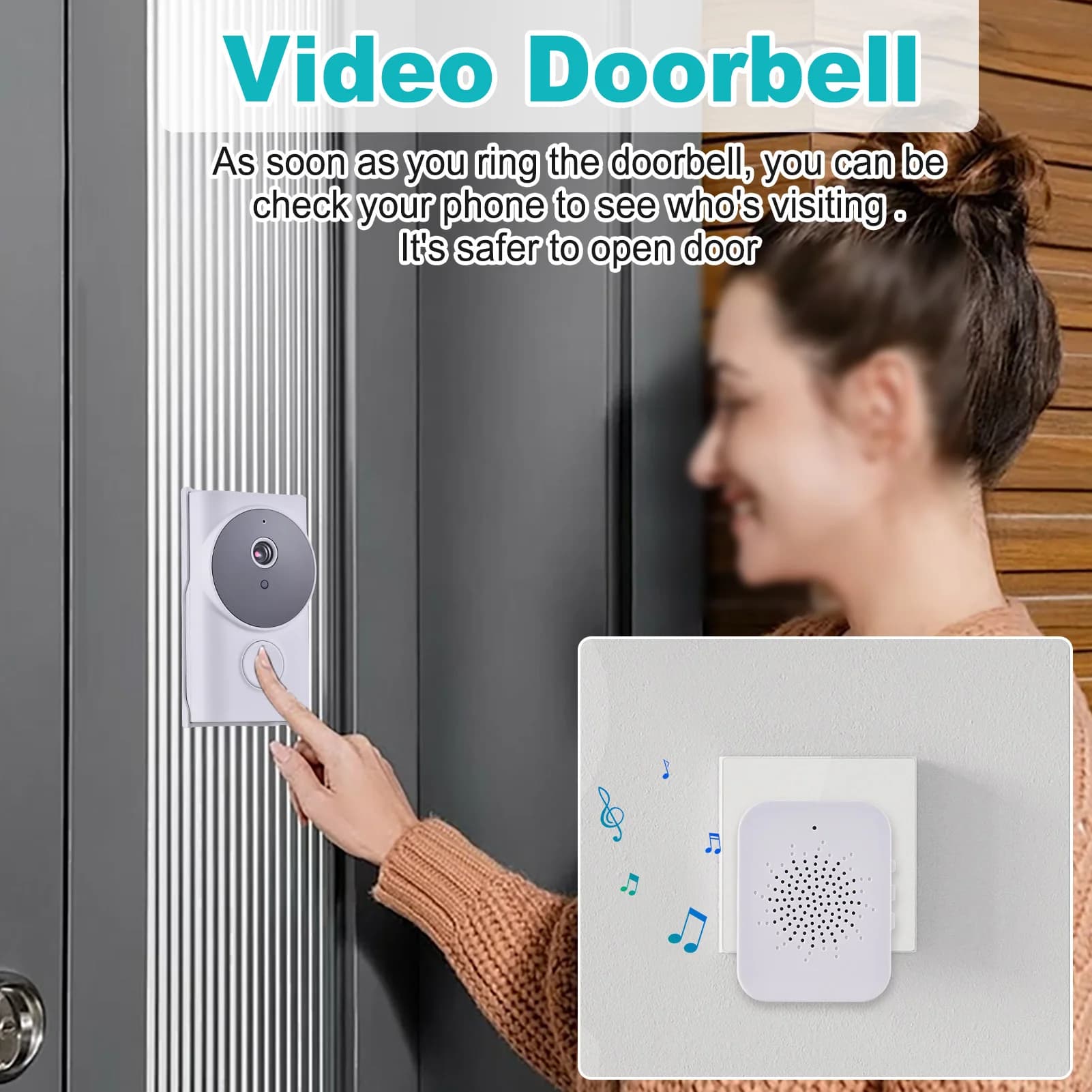 Campanello Intelligente WiFi con Telecamera e Controllo App TY, Visione Notturna a Infrarossi, Videocitofono Ricaricabile con Comunicazione Bidirezionale