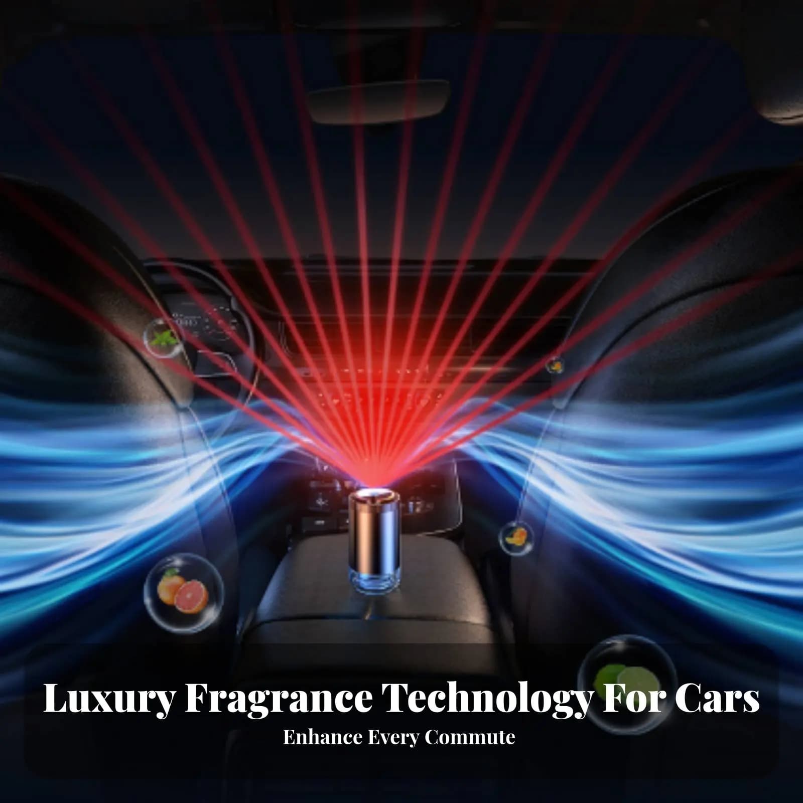Portabevande con Diffusore di Aromi, Eliminatore di Odori, Accessorio per Auto con Luce a Proiezione Celeste e Fragranza a Lunga Durata