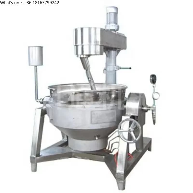 Industrial G automatic kitchen mixer as kettle for spicy sauce jacket with agitator
