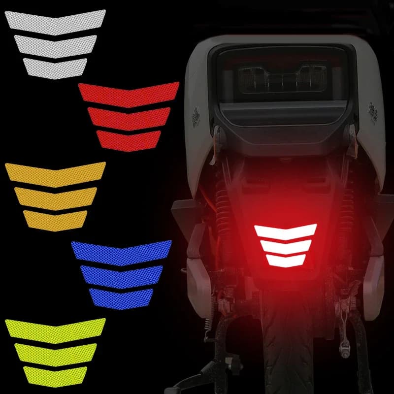 3 pezzi adesivi moto avvertimento riflettente freccia trapezoidale coda parafango paraurti da corsa decalcomania nastro adesivo per auto camion bici