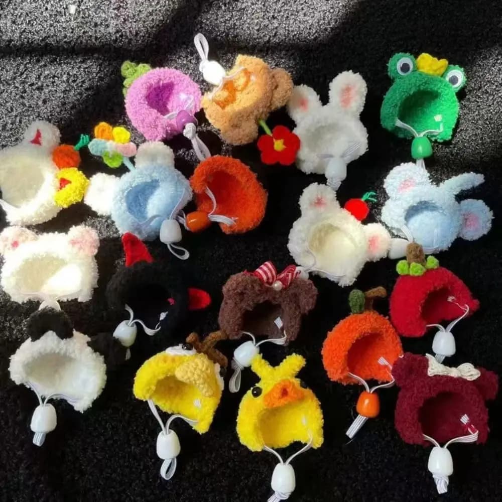 Cappello per bambole lavorato a mano all'uncinetto, mini cappello in peluche a forma di cartone animato, berretti originali per bambole di cotone, accessori.
