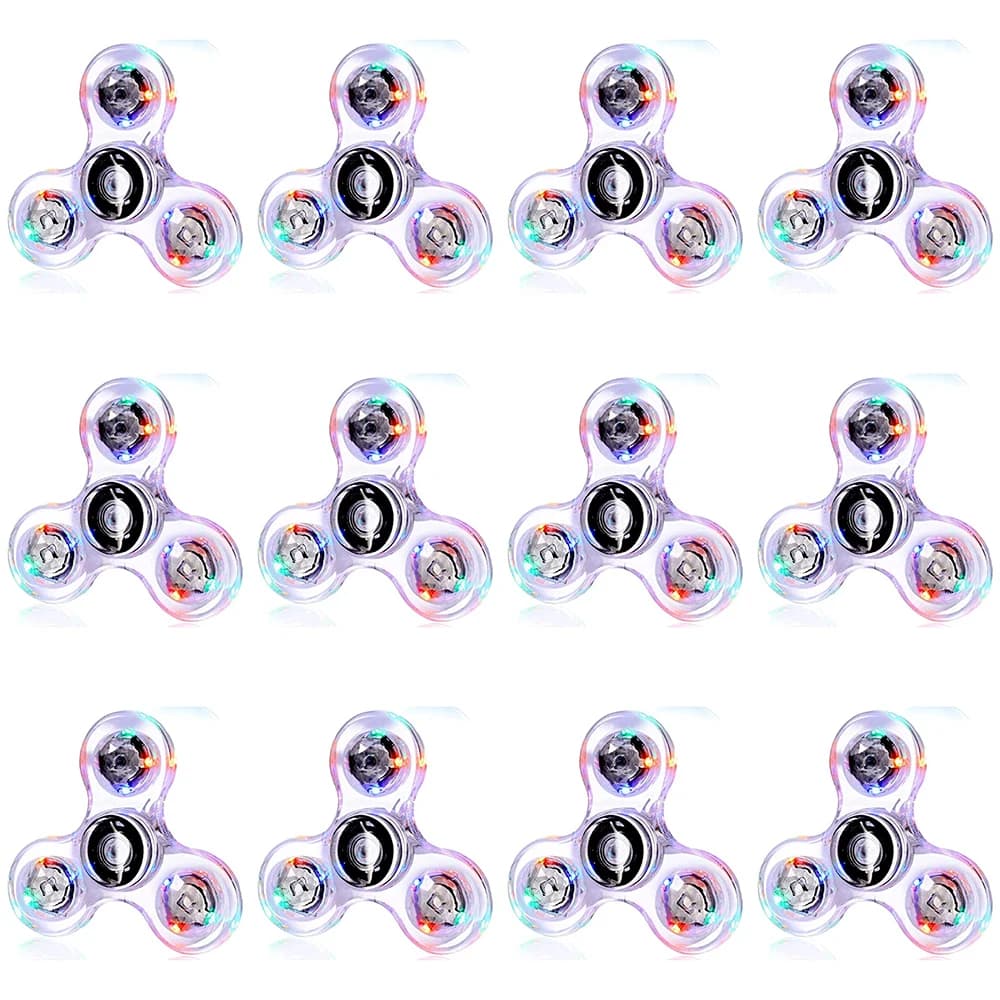 12 pz/lotto Ingrosso Fidget Spinner Luminosi a LED che si Illuminano al Buio, Giocattoli Antistress EDC