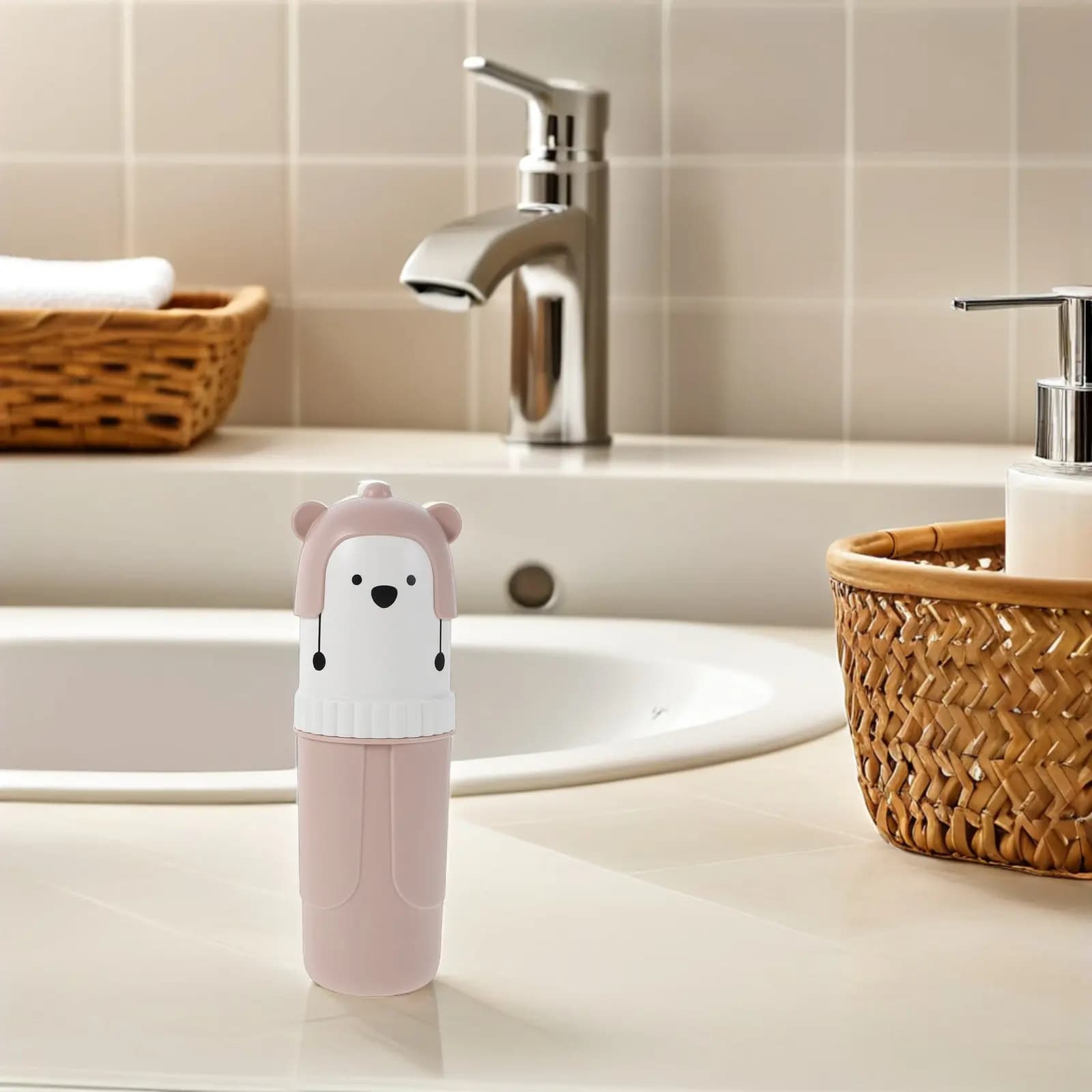 Compact Toothbrush Travel Holder with Integrated Rinsing Cup Portable Toothbrush Storage Box Waterproof Surface for Trips