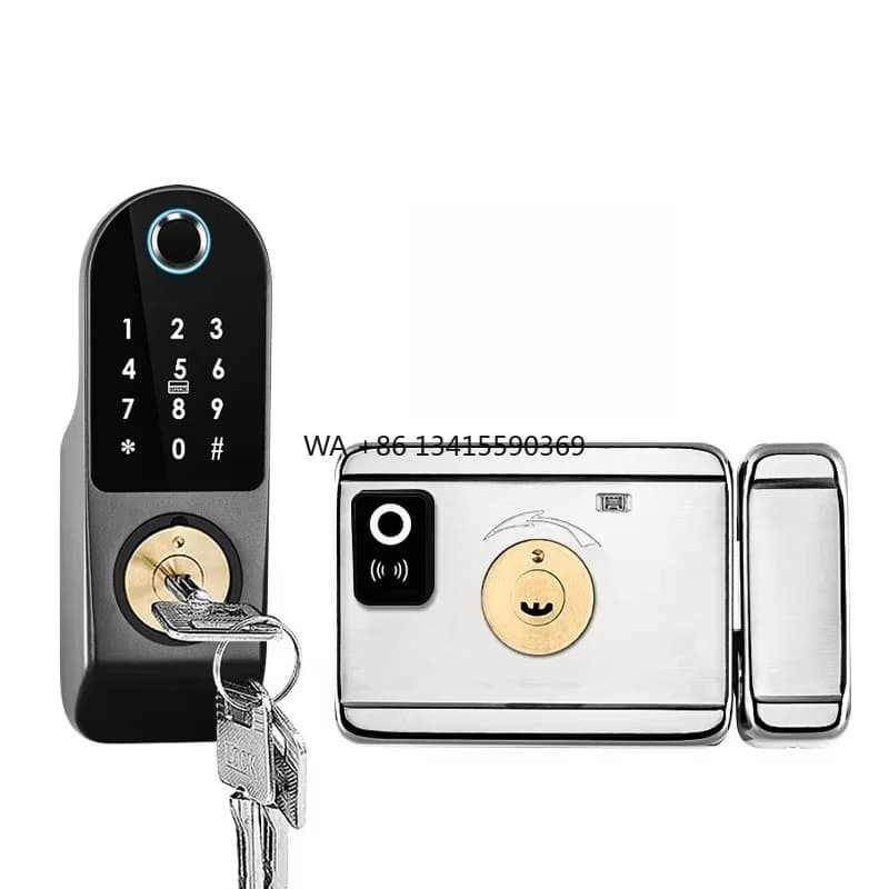 Serratura digitale elettronica senza chiave Tuya Wifi con codice di accesso per impronte digitali bifacciale