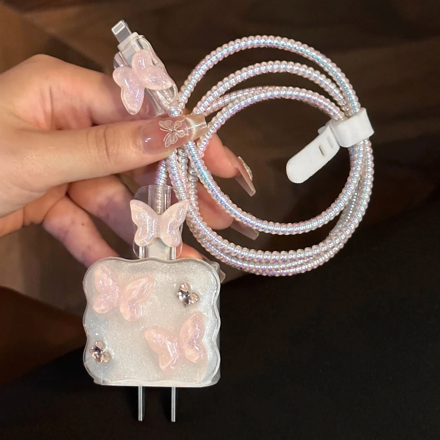 Custodia protettiva per caricabatterie a farfalla Protezione per cavo per iPhone 18W/20W Cavo di ricarica veloce Cavo protettivo per caricabatterie anti-rottura