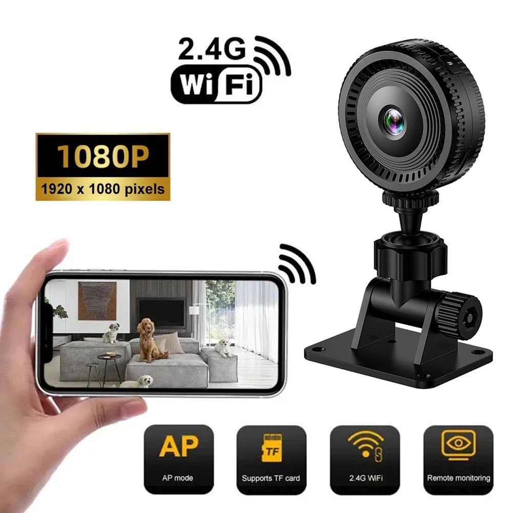 Telecamera WiFi Wireless 1080P HD con Rilevamento del Movimento e Visione Notturna, Monitor per Bambini e Animali Domestici per Interni