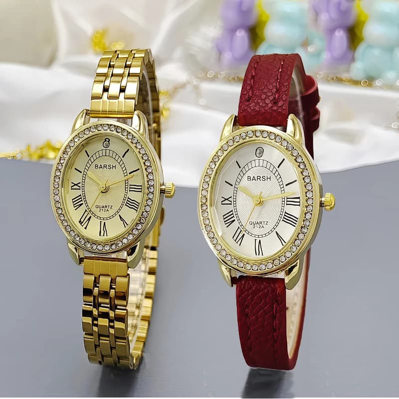 Orologio da Donna di Marca con Quadrante Romano Tempestato di Diamanti, Orologio al Quarzo di Lusso, Regalo Elegante con Cinturino in Pelle, Montre