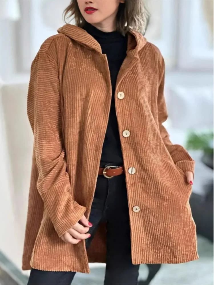 Giacca da Donna in Tinta Unita, Cappotto alla Moda con Maniche Lunghe, Bottoni e Cappuccio, Abbigliamento Femminile per Vacanze e Streetwear, Primavera Autunno